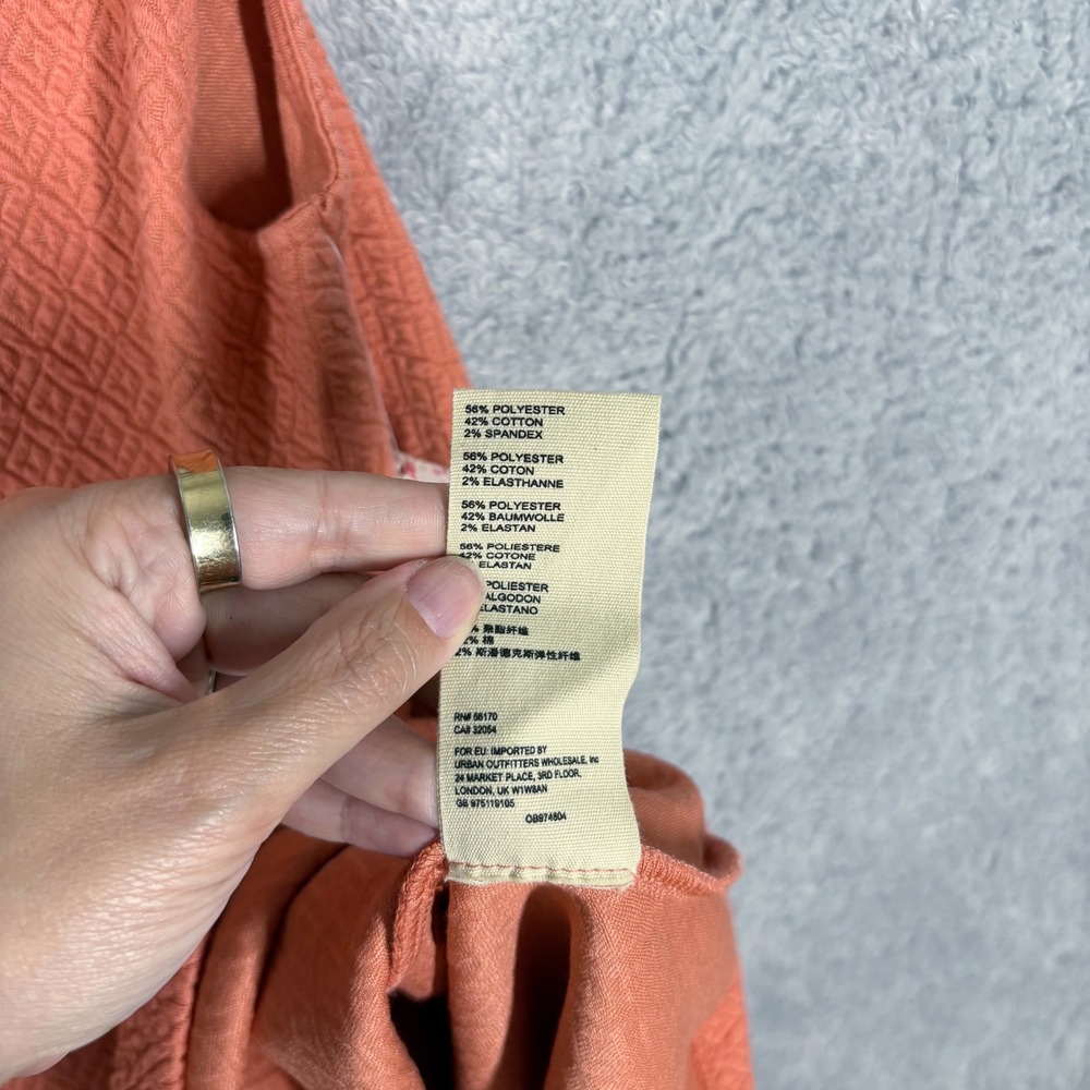 NWT Free People Easy‎ Street Tiered Drop Waist Mini Dress Size S Orange Textured - Picture 8 of 9